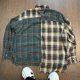 Yellow And Green Plaid Rough Edge Asymmetric Stitching Long-sleeved Shirt