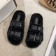 Women's Fashion All-match Furry Fleece-lined Belt Buckle Cotton Slippers