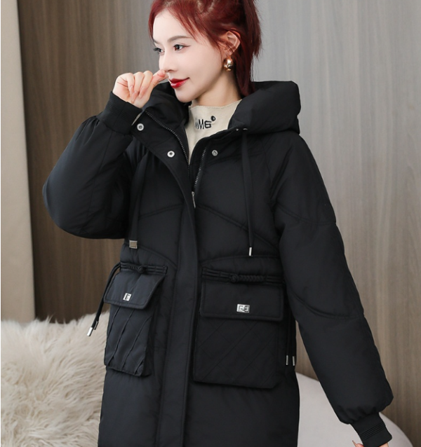 Winter Thick Mid-length Cotton Clothing Loose Plus Size Hooded Cotton-padded Jacket