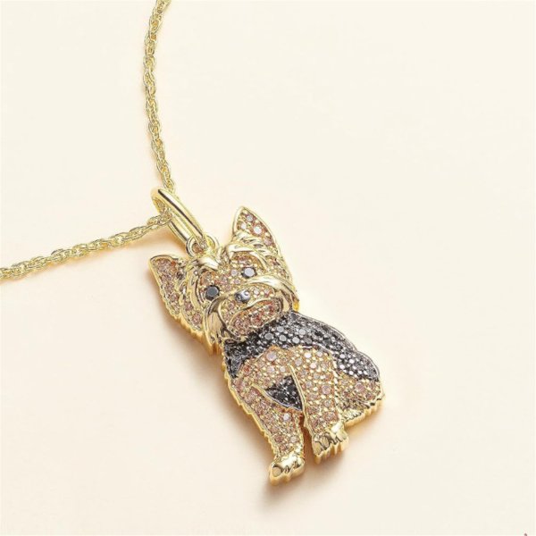 Cute Yorkshire Dog Pendant Zinc Alloy Die Casting Necklace