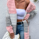 Amazon AliExpress Sweater Women's 2024 Fashion Jacket With Big Pockets Autumn And Winter Long Striped Color Matching Cardigan