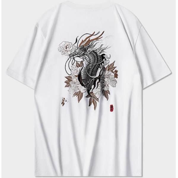 Short Sleeved T-shirt Embroidered With Pure Cotton And Loose Fitting