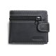 Men's leather wallet with zipper and buckle