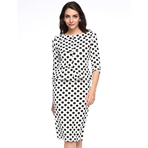 Female ruffled casual comfort dress, dot