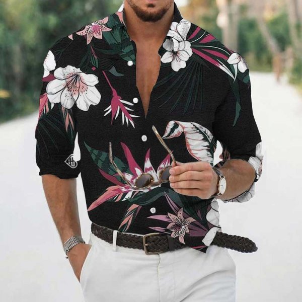 Men's Loose Floral Shirt Beach Retro