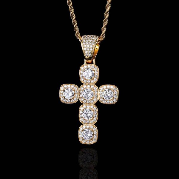 New Hip Hop Ear Accessories Rock Sugar Zircon Cross Pendant Vintage Personalized Hip Hop Necklace Hiphop