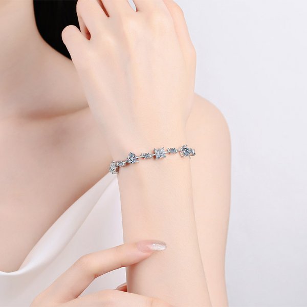 Women's Fashion Sterling Silver Moissanite Shaped Bracelet