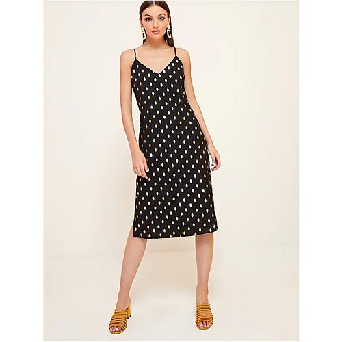 Female A-line dress, polka dot lace