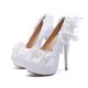 Wedding Shoes Lace Flower Pearl Women's High Heels