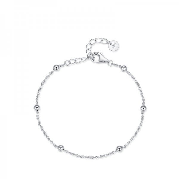 Sterling Silver Beaded Wire Bracelet For Women