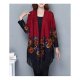 Female long-sleeved loose everyday wear floral print long jacket, V-neck, tassel