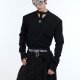 Hollow-out Design Padded Shoulder Slim Bottoming Shirt