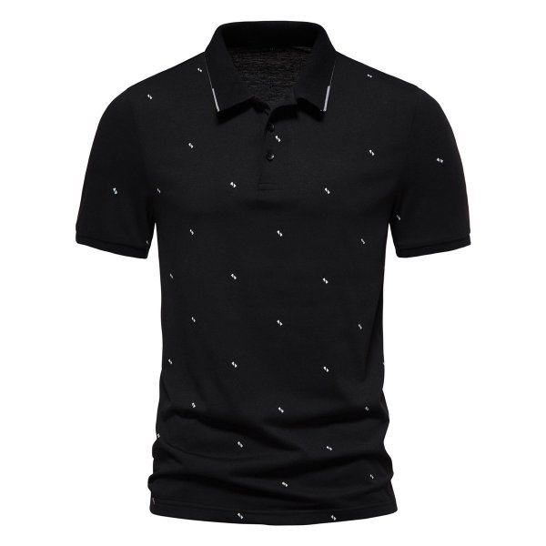 Men's Short-sleeved Polo Shirt Fashionable Printed Casual European And American Lapel Short-sleeved T-shirt