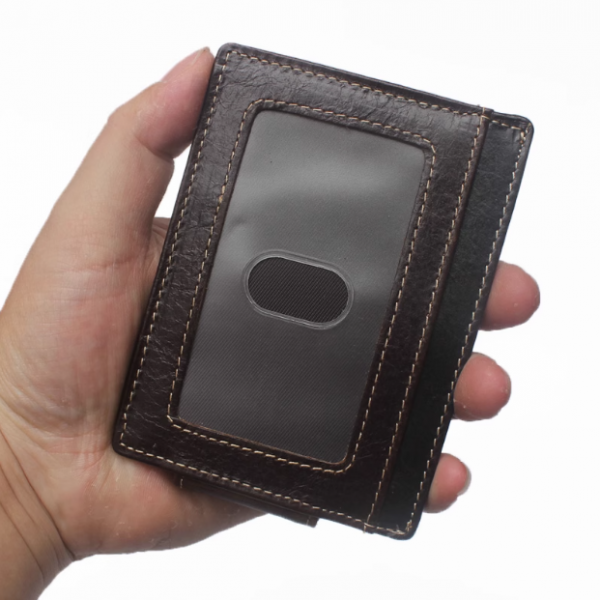 Ultra-thin Anti-magnetic RFID Oil Wax Leather Multifunctional Wallet