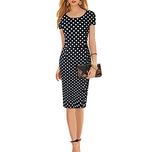 Feminine dress tight dress with polka dot ruffle