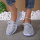 Casual Lace-up Mesh Shoes Preppy Flats Walking Running Sports Shoes Sneakers For Women