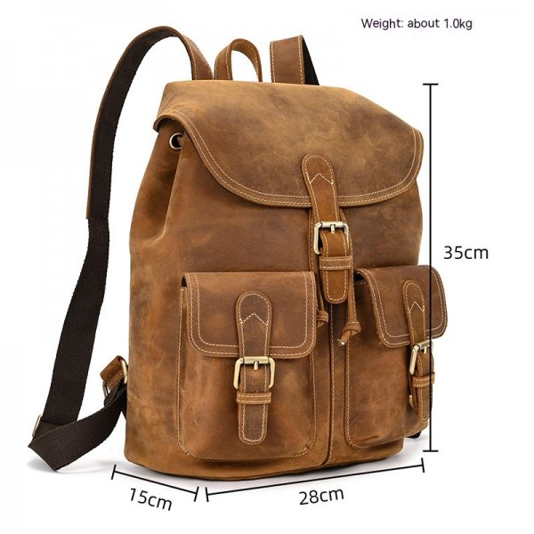 Casual Retro Crazy Horse Leather Travel Backpack