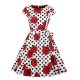 Female vintage dress, polka dot floral bow print