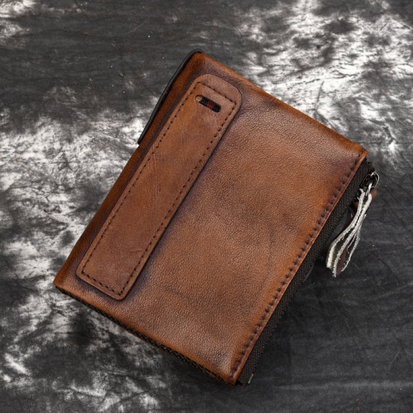 Men's large capacity double zipper wallet