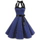 Women Party Daily Retro Slim A-Line Dress, Dot Print