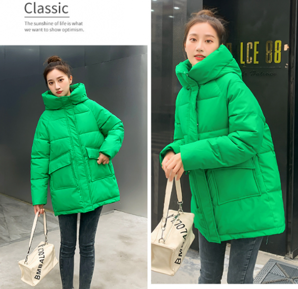 Winter Hooded Candy Color Loose And Warm Short Down Cotton Jacket Coat