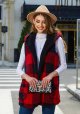 Cardigan Plaid Plush Vest Coat For Women