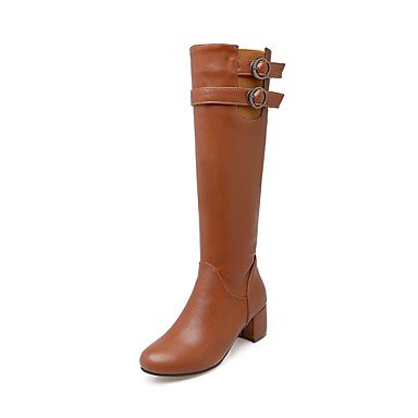 Retro boots with chunky round women autumn and winter boots knee-high boots buckle black