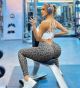 V Waist Double Hip Lifting Leopard Print Yoga Pants Women