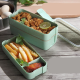 Square Double Three-layer Wheat Straw Fiber Plastic Lunch Box