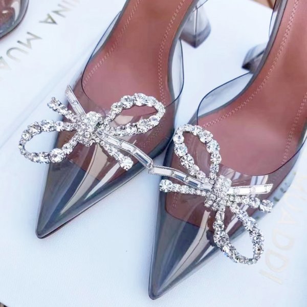 Summer Butterfly Rhinestone Buckle Sexy Closed Toe High Heels