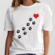 New Simple Cat Animal Cartoon Print Loose Round Neck Ladies White T-Shirt Short Sleeve