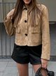 Women's Long-sleeved Turn-down Collar Coat Single-breasted Pocket Jacket