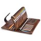 Vintage Rubbed Leather Fashion Stitching Long Wallet