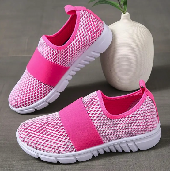 Breathable Mesh Flats Sports Walking Shoes Candy Color Sneakers