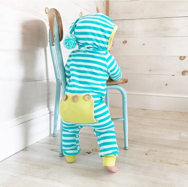 Baby Jumpsuit Solid Color Striped Long Sleeve Climbing Clothing