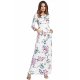 Women Floral Daily Maxi Slim Swing Dress, Floral High Waist Cotton White