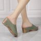 Women's Stylish Peep Toe Slip-on Wedge Sandal