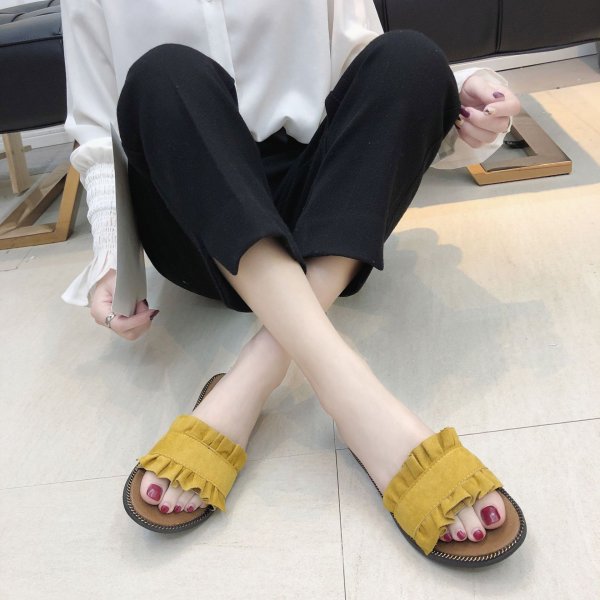 Fashionable Fungus Lace Design Slippers Flat Heel Women's Shoes