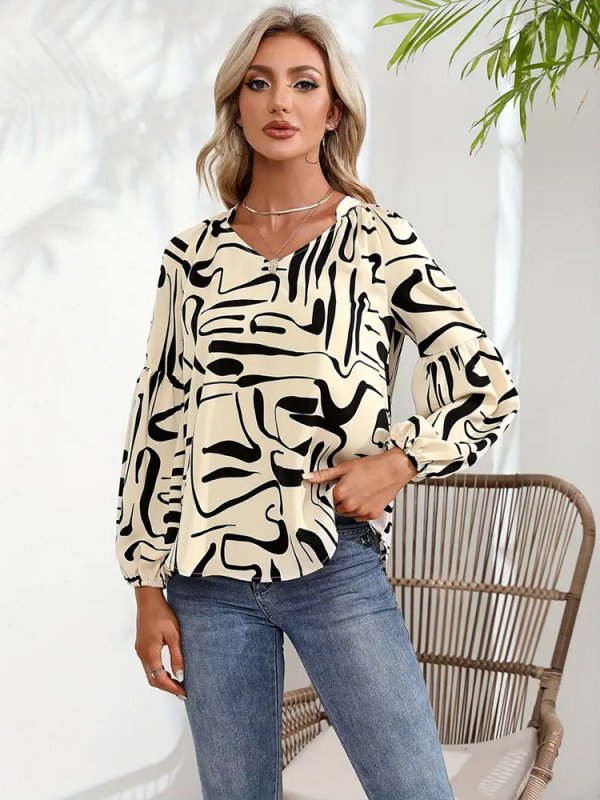 Fashion Irregular Printed Loose Top Women