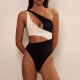 Black And White Stitching Contrast Color Hollow Swimsuit