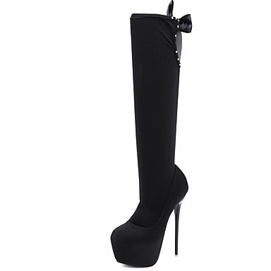 Women boots stretch fabric autumn and winter boots knee-high stiletto heels British black boots