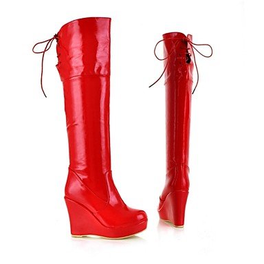 Winter shoes shoe heel wedge shoe round the knee-high boots