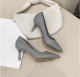 Pointed Toe Nude High Heels Soft Leather Solid Color Ladies