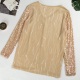 Milk Silk V-neck Sequins Long Sleeve Pullover Top Women