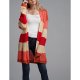 Female striped long-sleeved loose cardigan basic daily