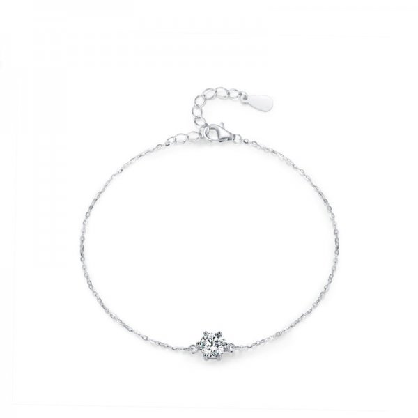 S925 Sterling Silver Six-claw Single Diamond Bracelet