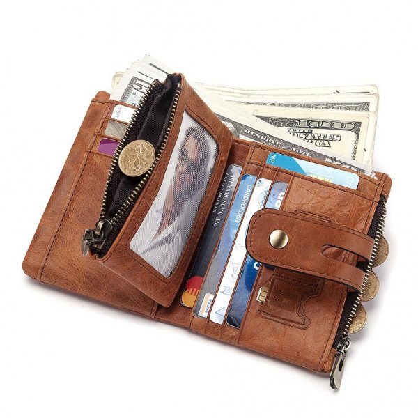 Multi-card leather men's retro RFID wallet