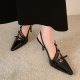 Belt Buckle Pointed-toe Red High Heels Women's Stiletto Heel Fairy Style