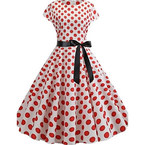 Women elegant dress, dot lace print