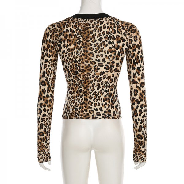 American Hot Girl Sexy Leopard Print Chest-flattering Top For Women